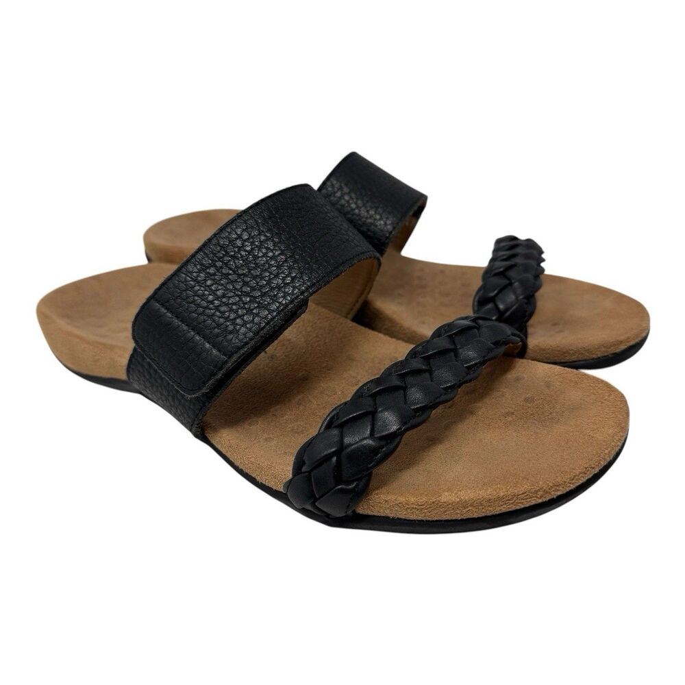 Vionic Jeanne Womens Black Slide Arch-Supportive Adjustable Sandals SZ 8 Slide